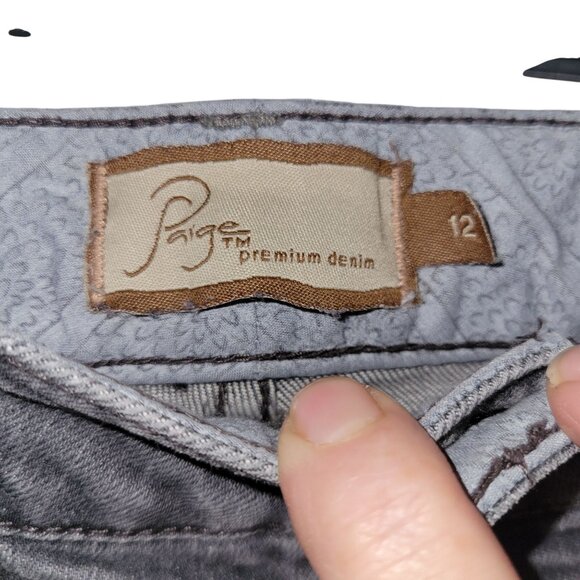 PAIGE BLUE HEIGHTS Premium Denim Gray Straight Leg Jeans Size 12 Womens - Picture 2 of 6